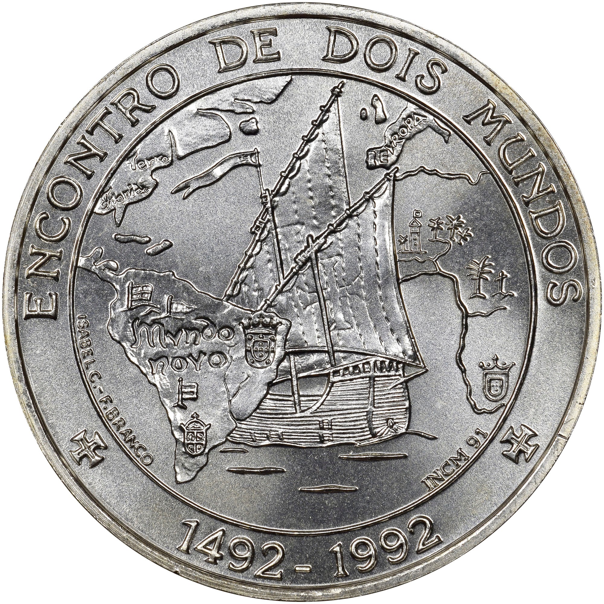 1992年　ポルトガル1000エスクードプルーフ銀貨 Portugal 1000 Escudos KM 657 Prices & Values | NGC