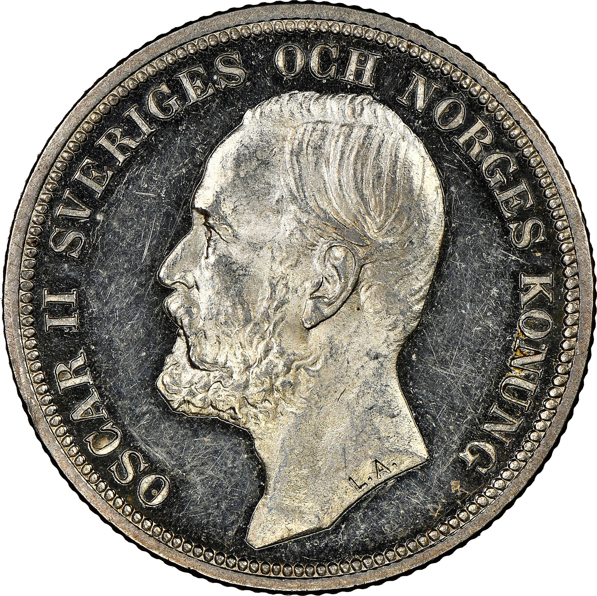 1874年 スウェーデン オスカル2 10クローネ金貨 NGC MS65 金上昇