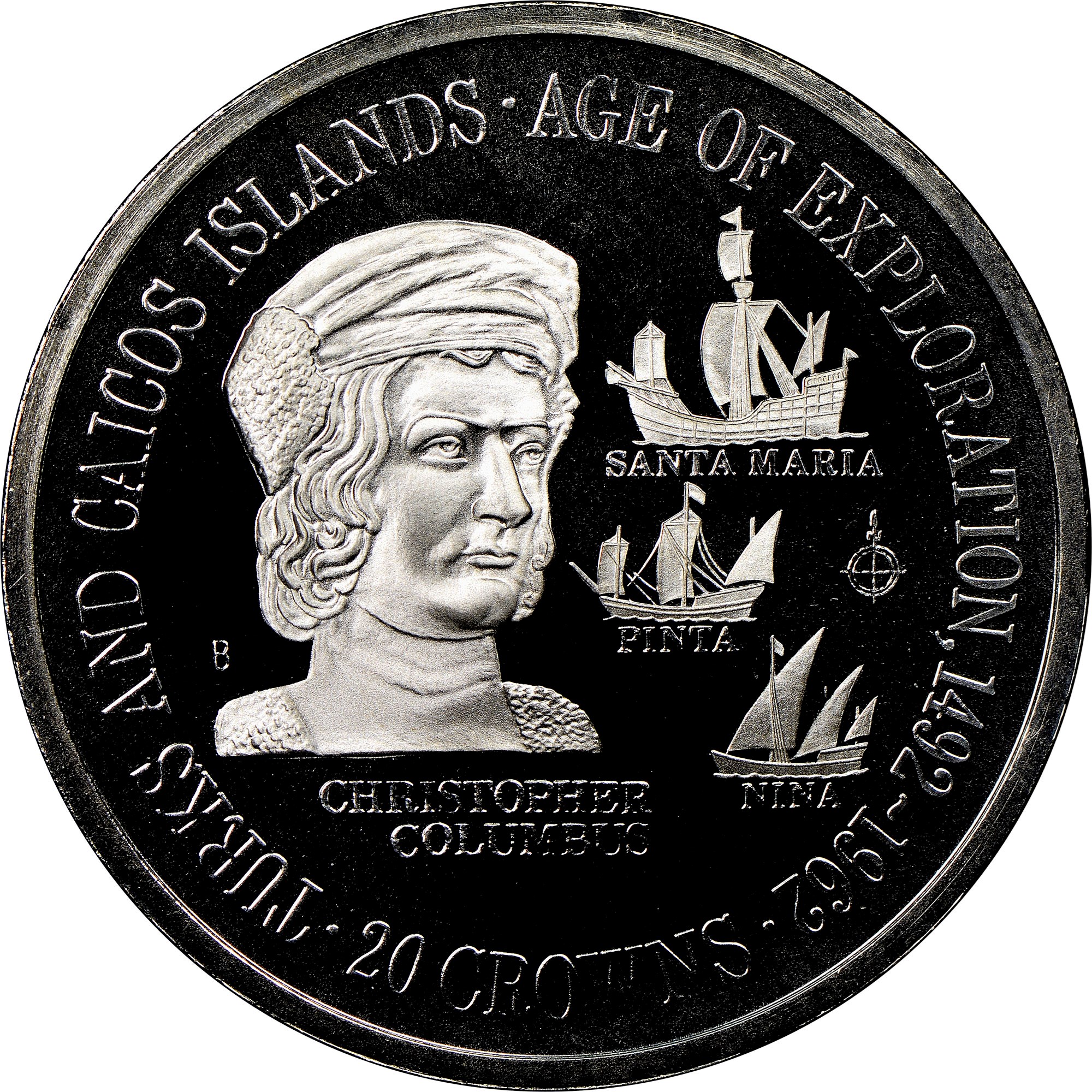 ⭐️PCGS PR68DCAM フォークランド諸島 王笏と宝珠 50P銀貨 Turks & Caicos Islands 20 Crowns KM 8 Prices & Values | NGC