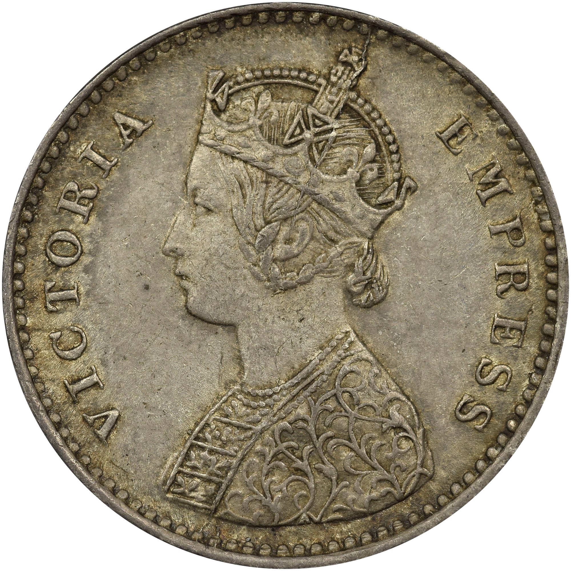 【AU】NGC 1884　イギリス英領インド　2アンナ銀貨ミントマークなしレア India-British 2 Annas KM 488 Prices & Values | NGC