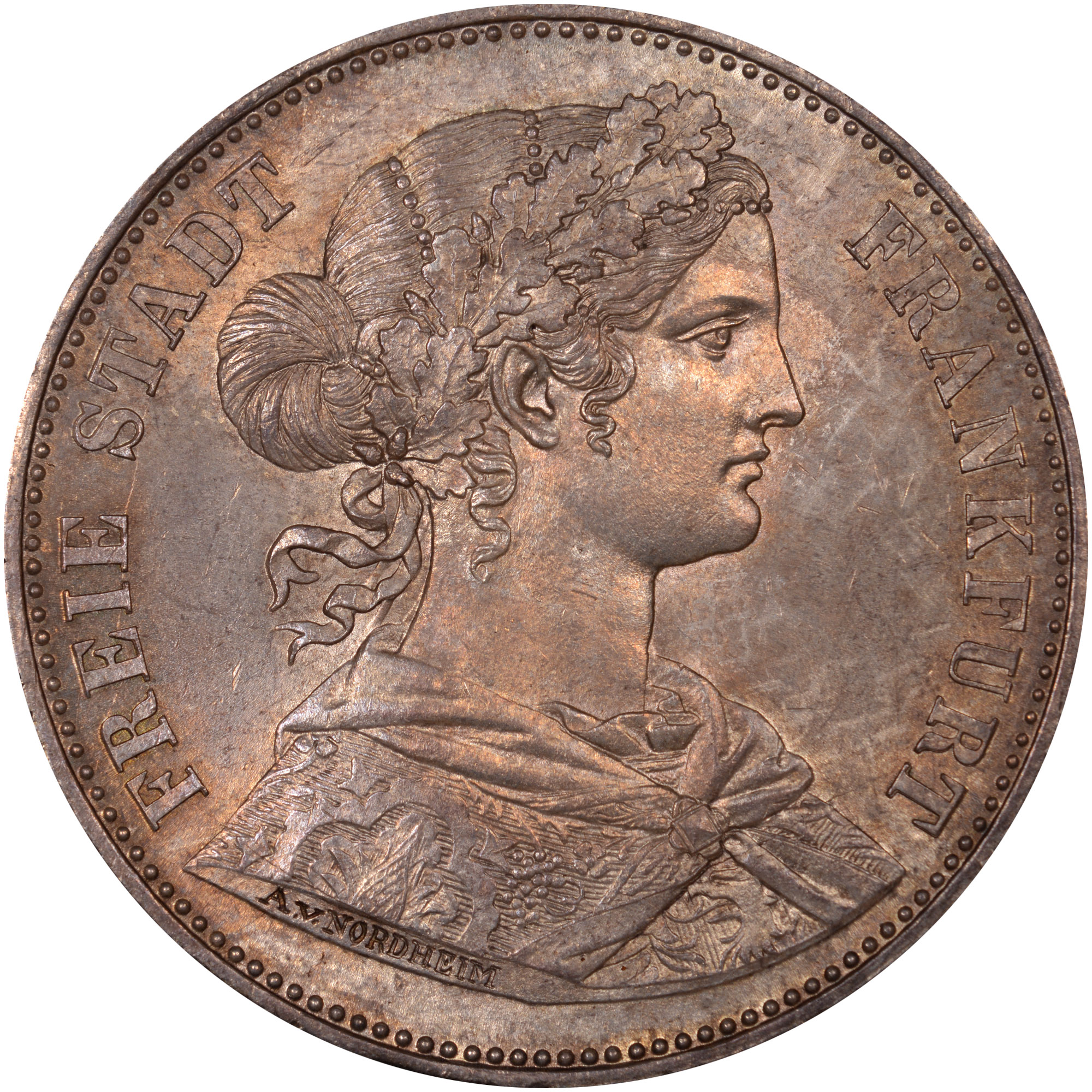 1860年 Frankfurt Thaler PCGS AU55 女神 1860年 Frankfurt Thaler