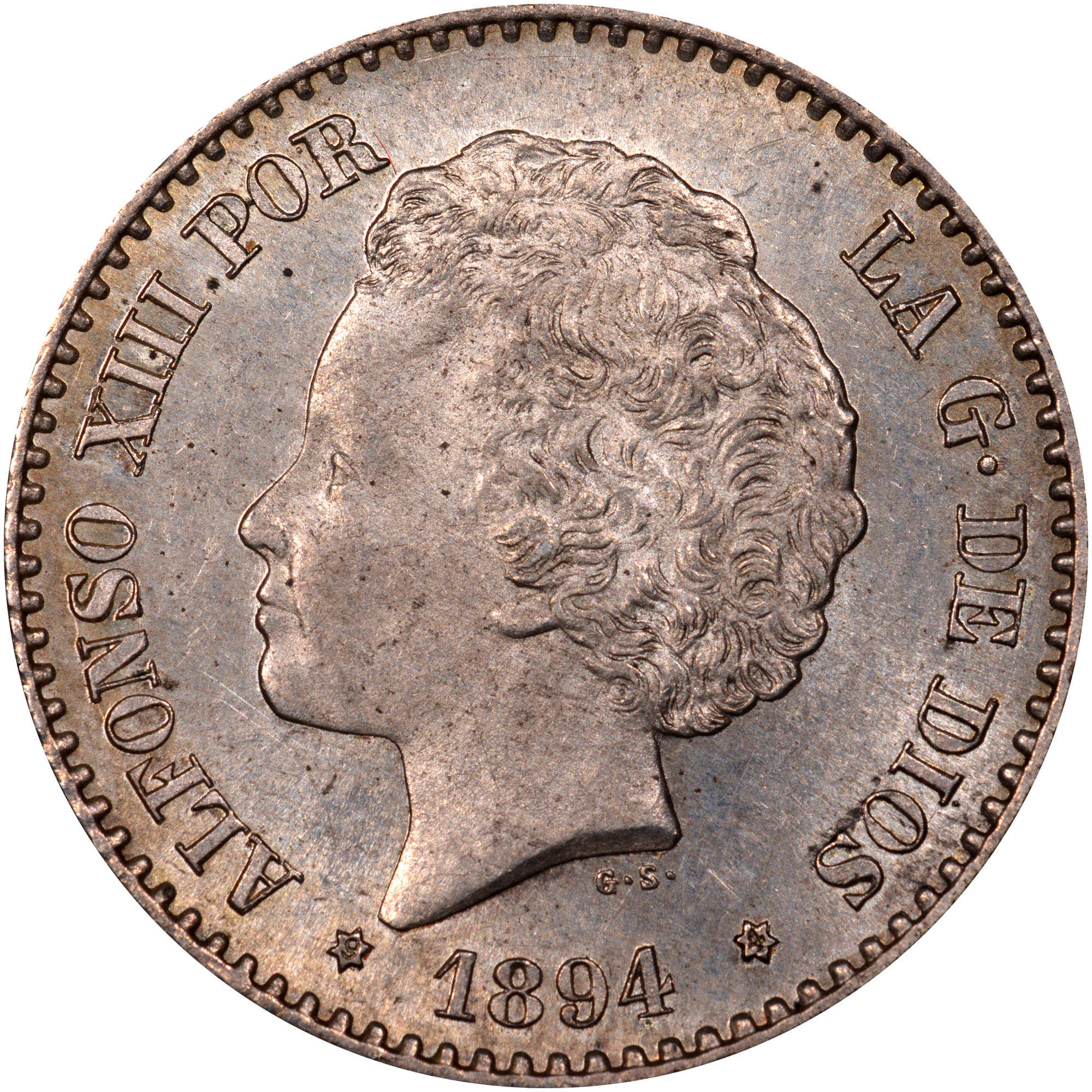 50 cêntimos 1894 (Prata) - Alfonso XIII, Espanha