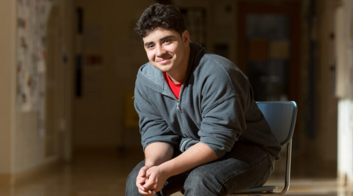 high school student in hallway
