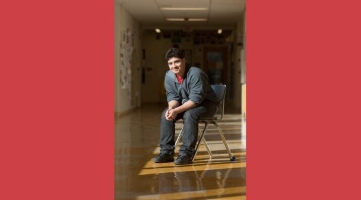 high school student in chair