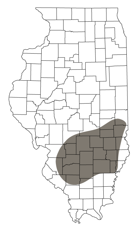A map of Illinois counties showing the 1960 distribution of Greater Prairie-chickens.