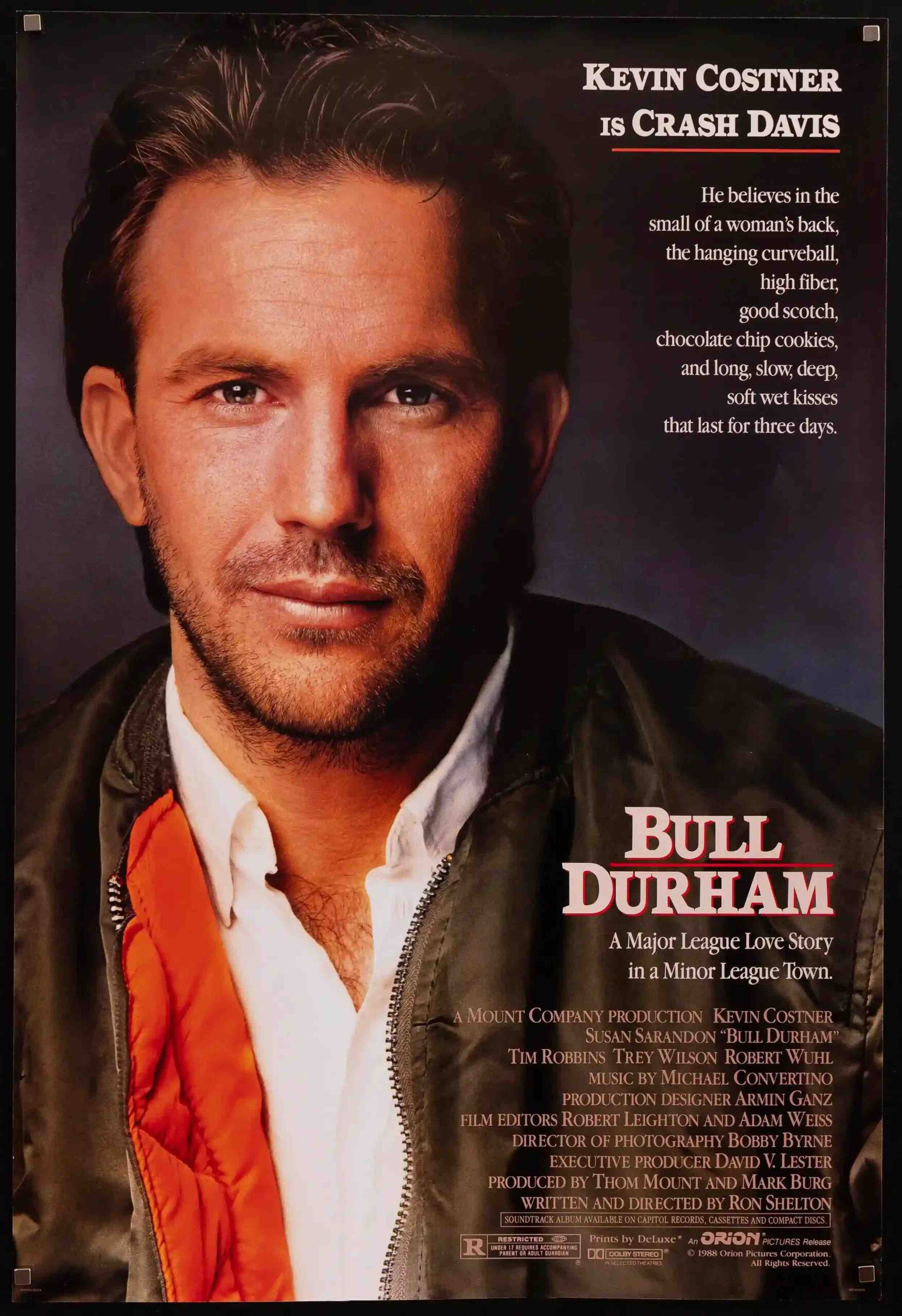 Poster for dinner + a/ movie: Bull Durham (1988)