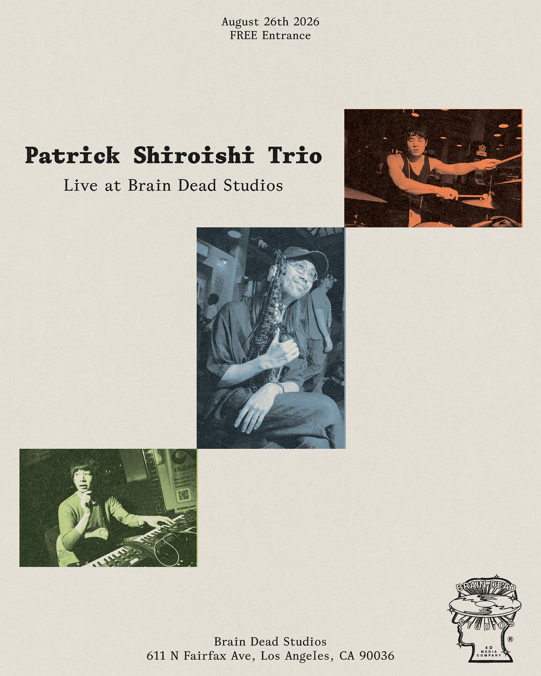 Poster for Patrick Shiroishi Trio Live