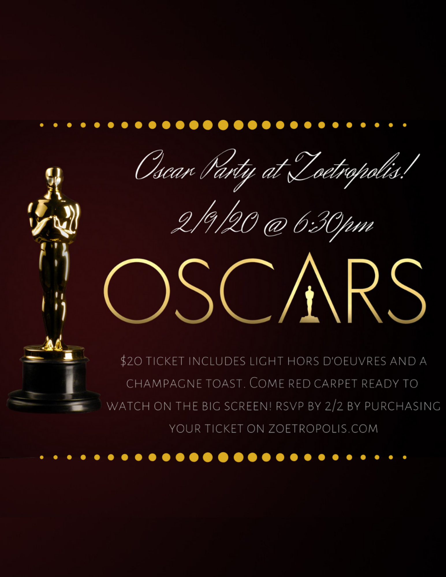 Poster for 2020 Oscar Party