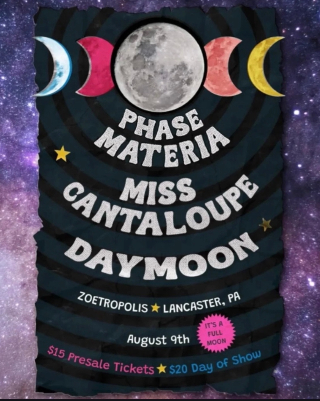 Poster for Phase Materia w/Miss Cantaloupe & Daymoon