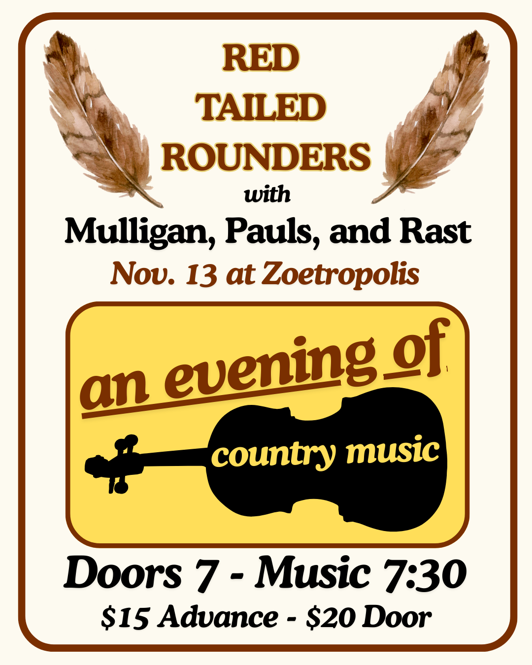 Poster for Red Tailed Rounders with Mulligan, Pauls, and Rast