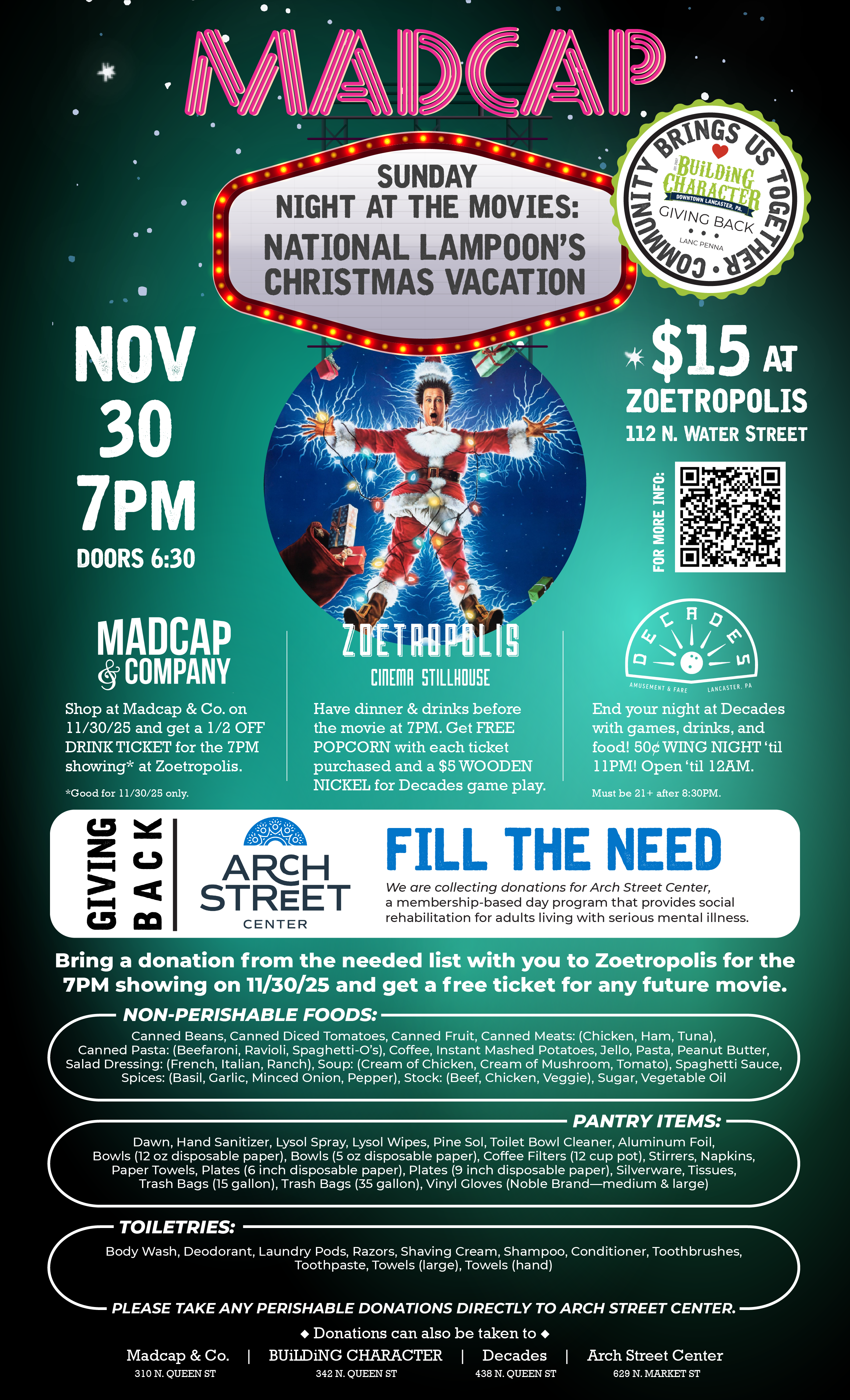 Poster for Madcap Sunday Night at the Movies: National Lampoon’s Christmas Vacation