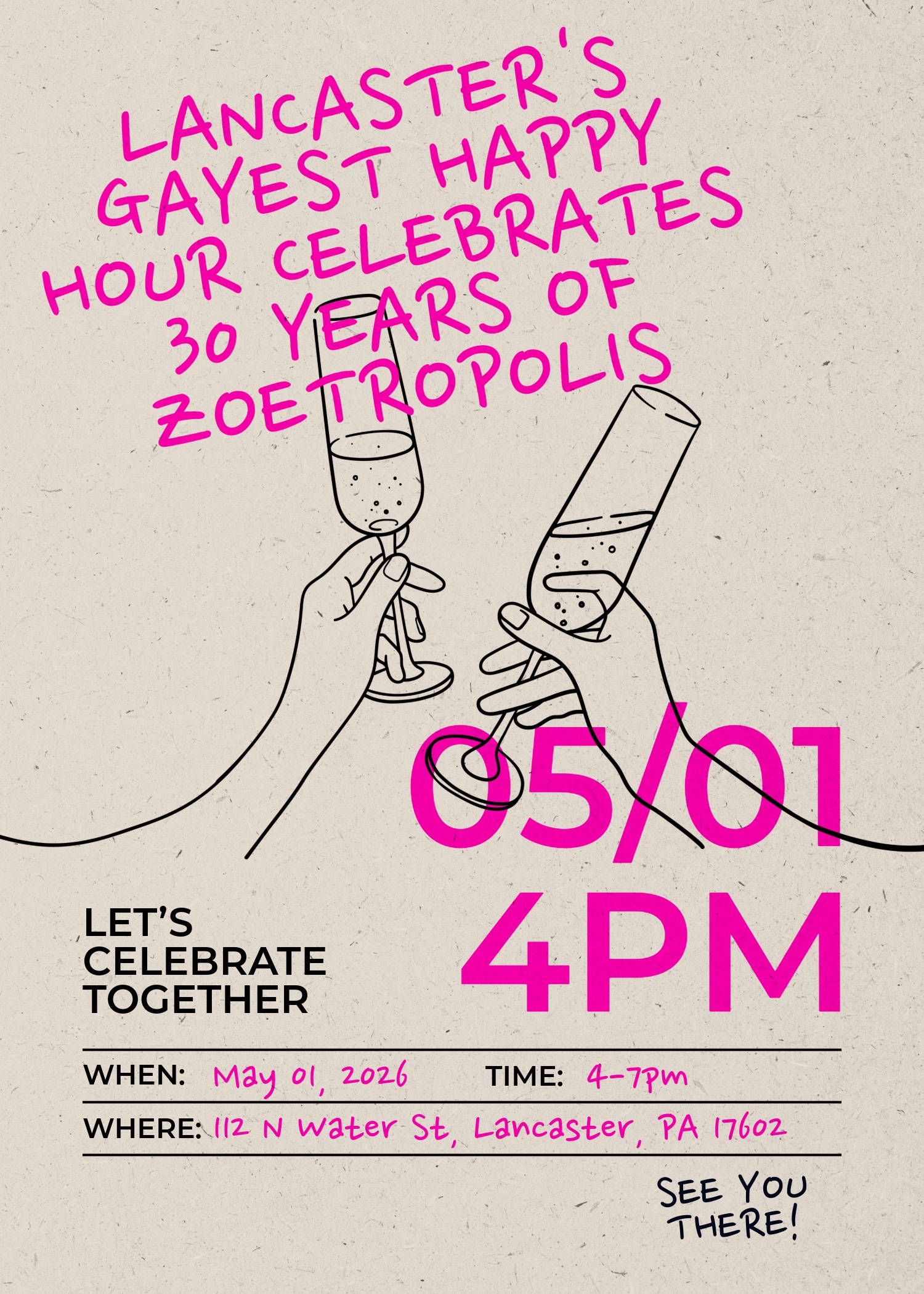 Poster for Lancaster’s Gayest Happy Hour: 30th Anniversary Special