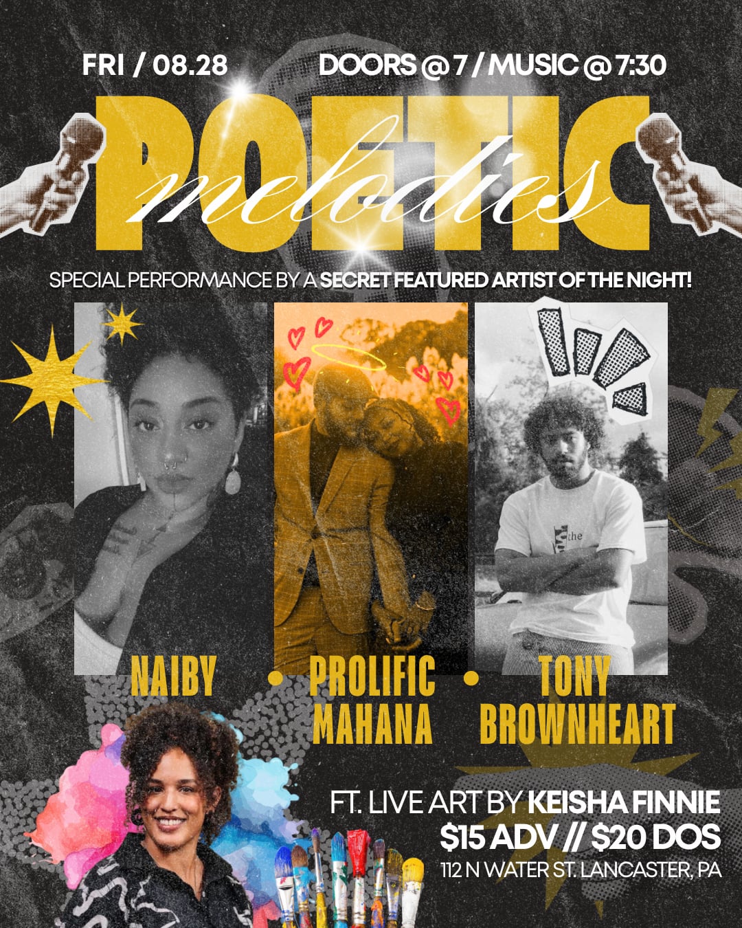 Poster for Poetic Melodies feat. Naiby, Prolific Mahana, Tony Brownheart, and a Surprise Guest