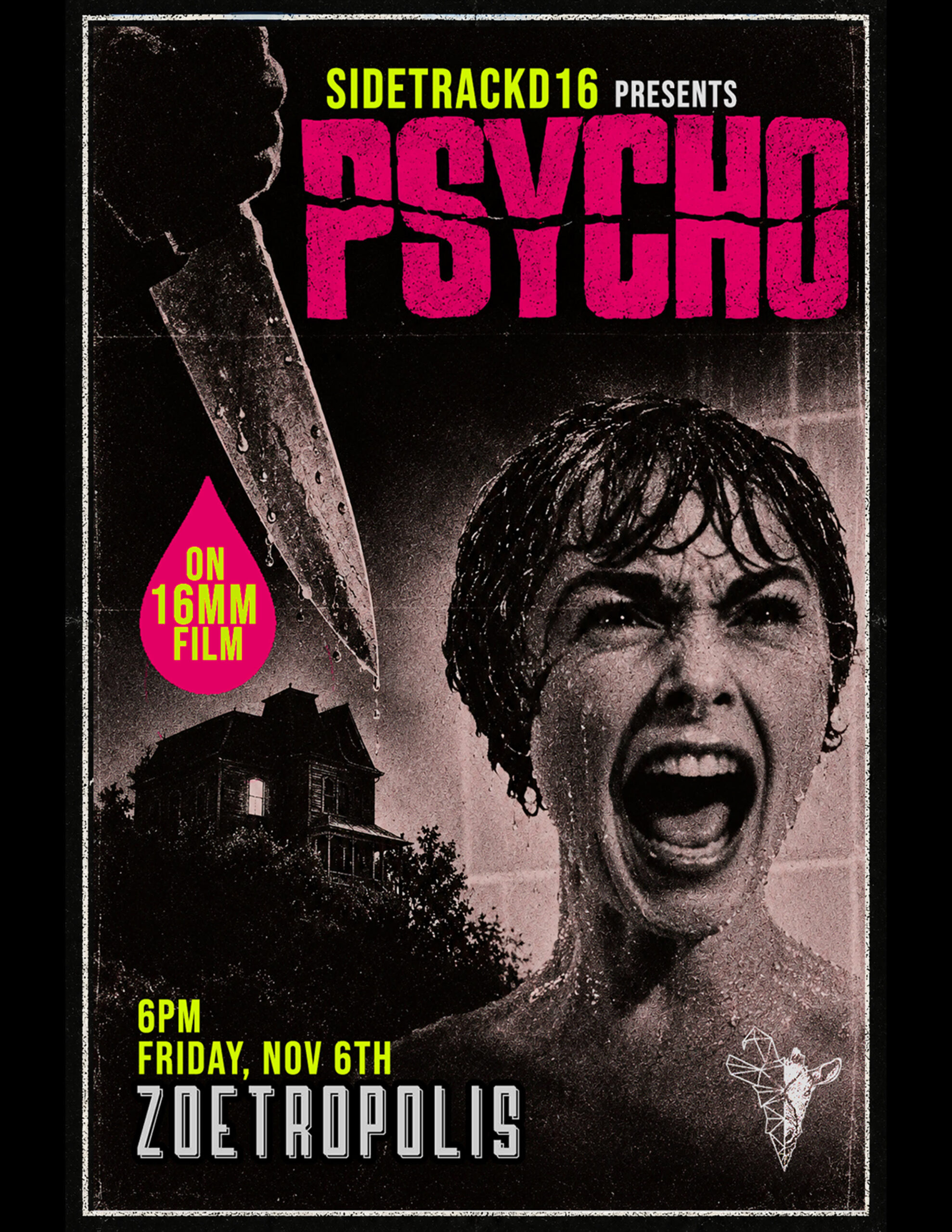 Poster for Psycho on 16mm Film