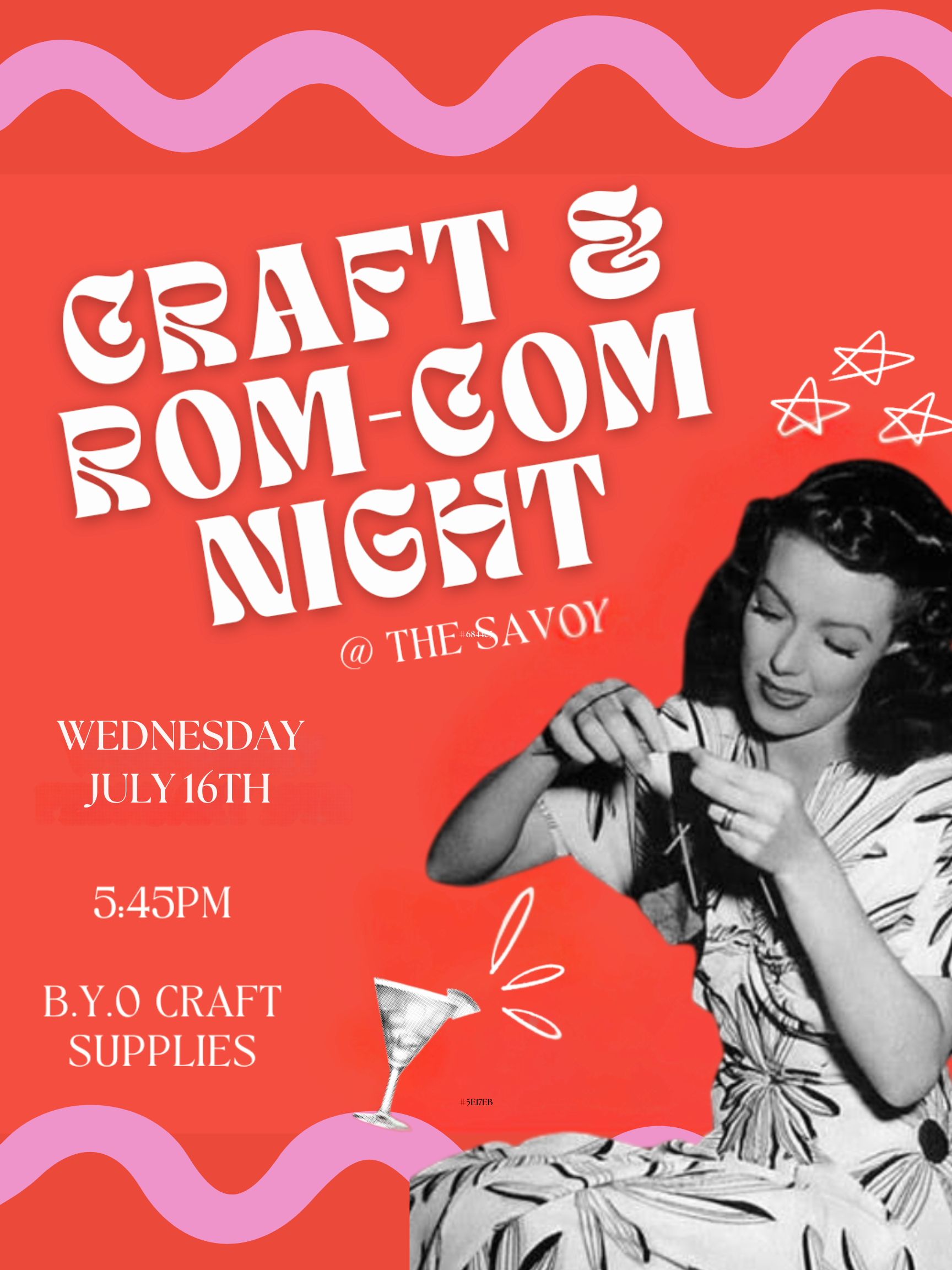 Poster for Craft & Rom-Com Night
