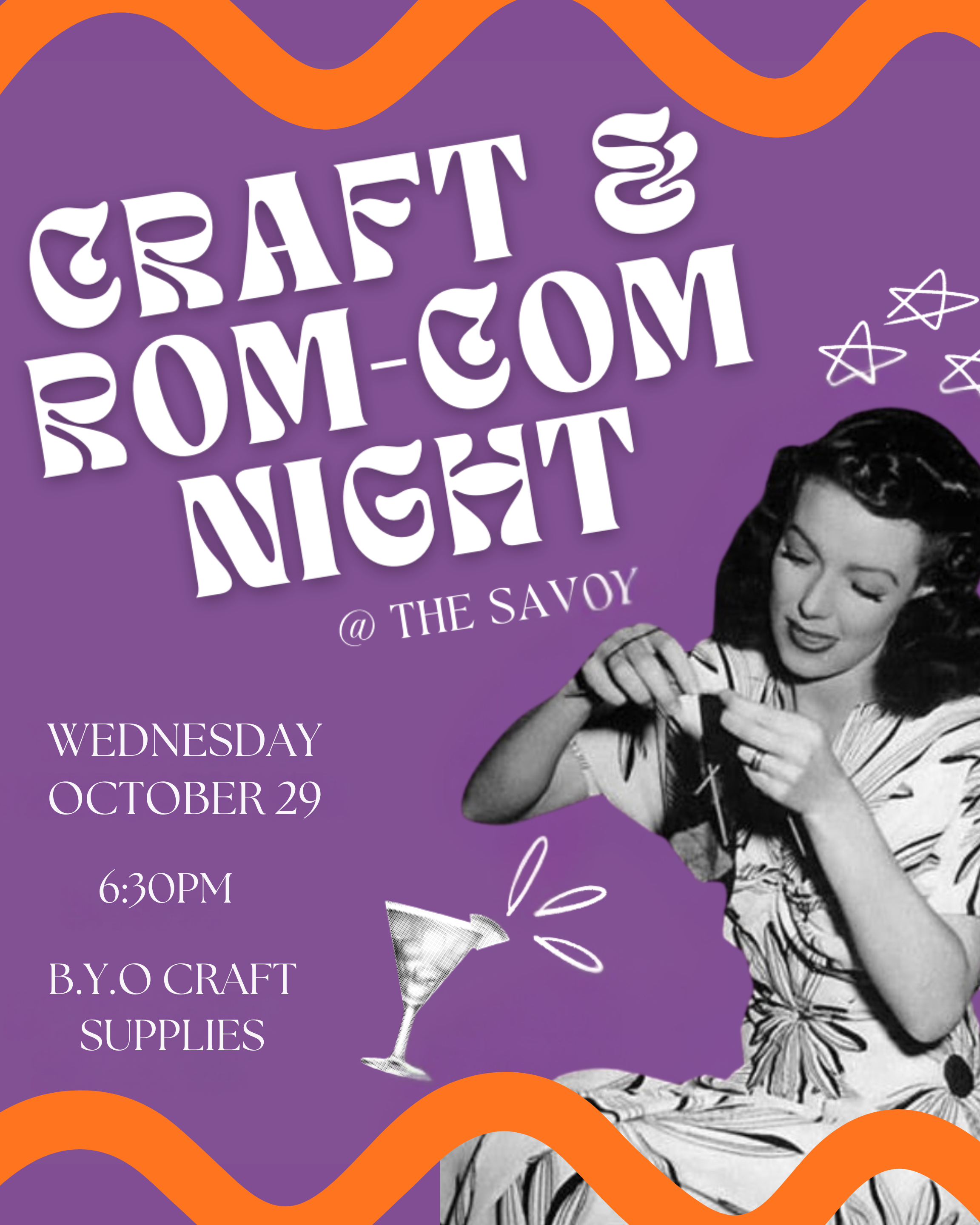 Poster for Craft & Rom-Com Night