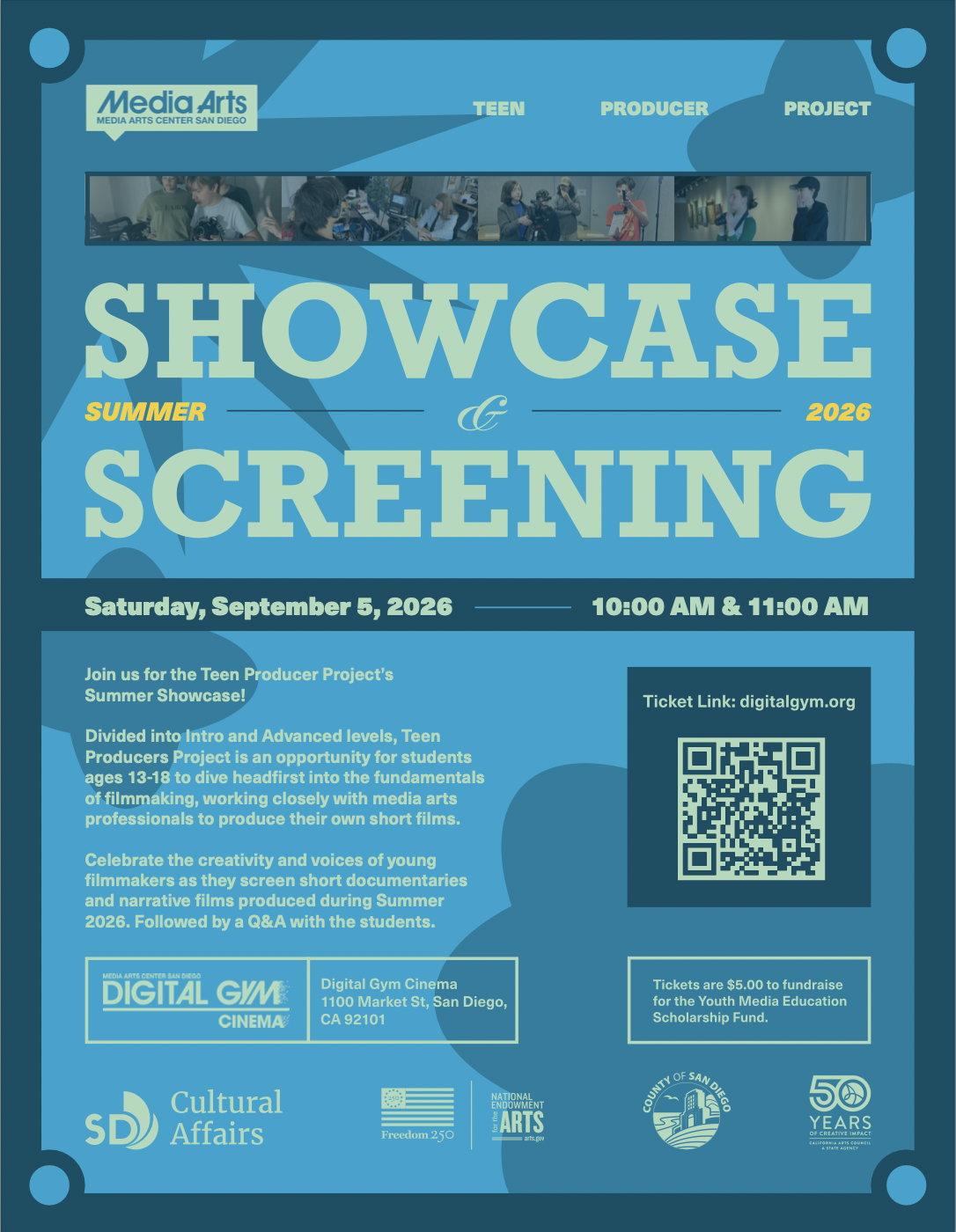 Poster for Teen Producers Project 2026 Summer Showcase