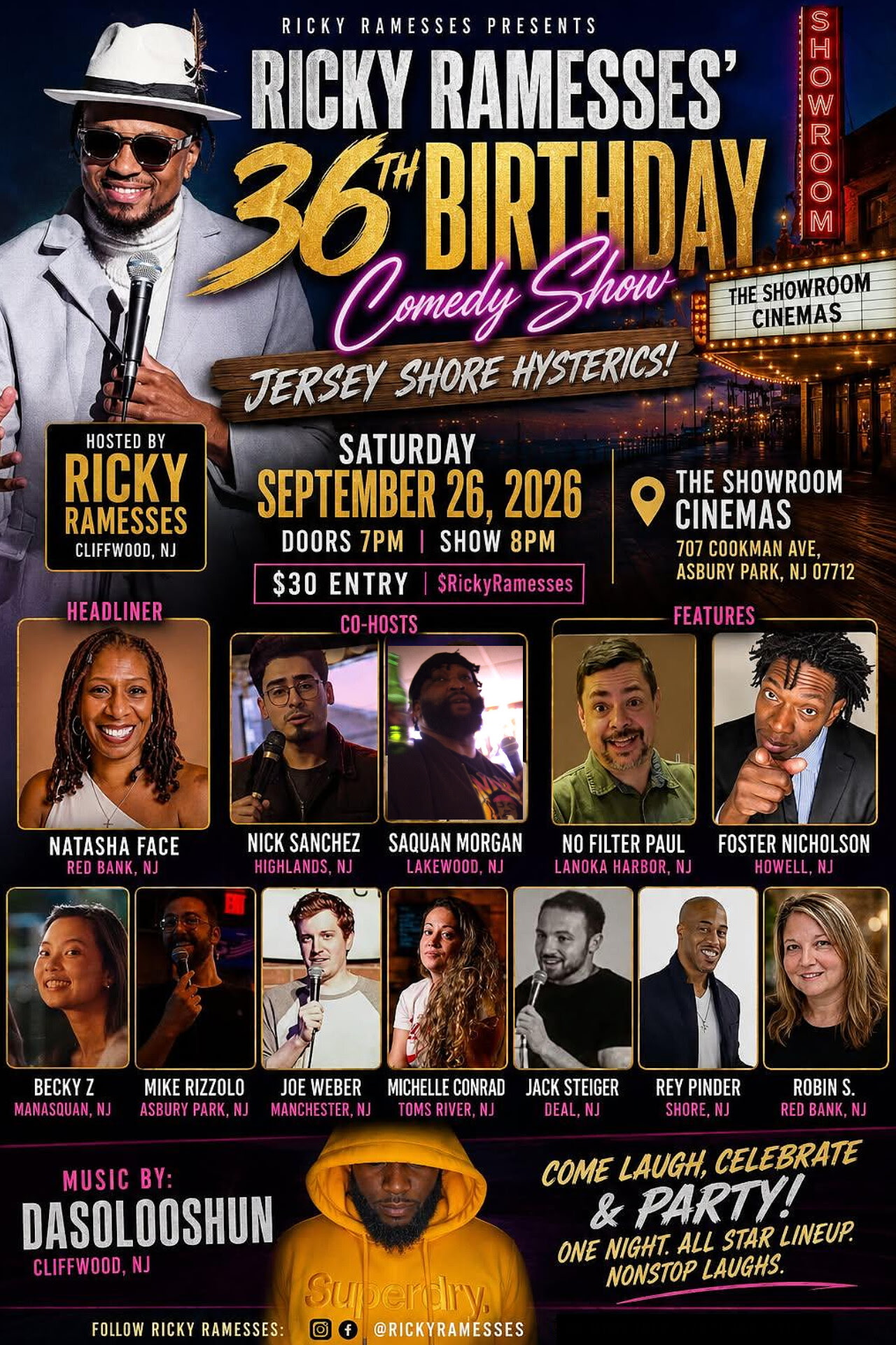Poster for Ricky Ramessses 36th Birthday Show