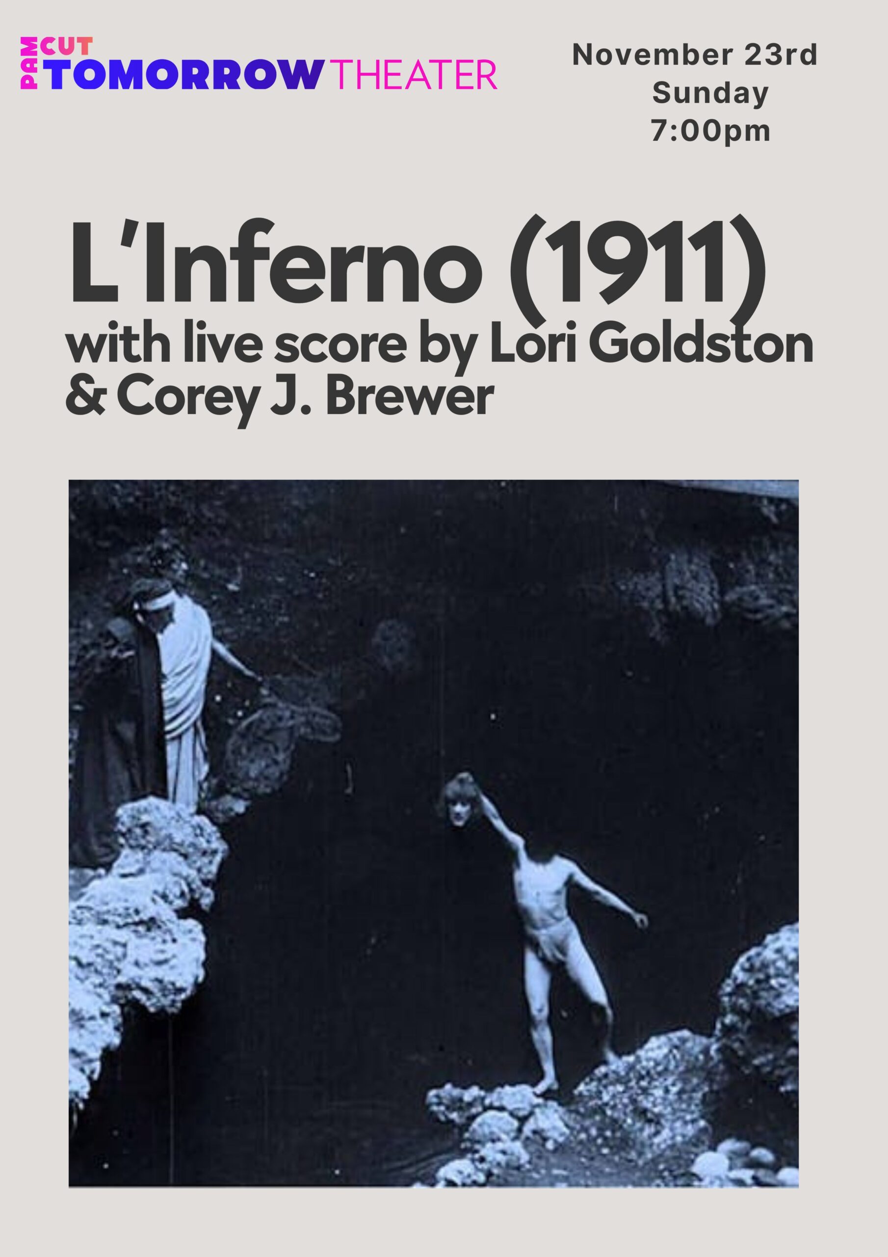Poster for L’Inferno (1911) w/ Live Score by Lori Goldston & Corey J Brewer // PLUS PLUS FEST
