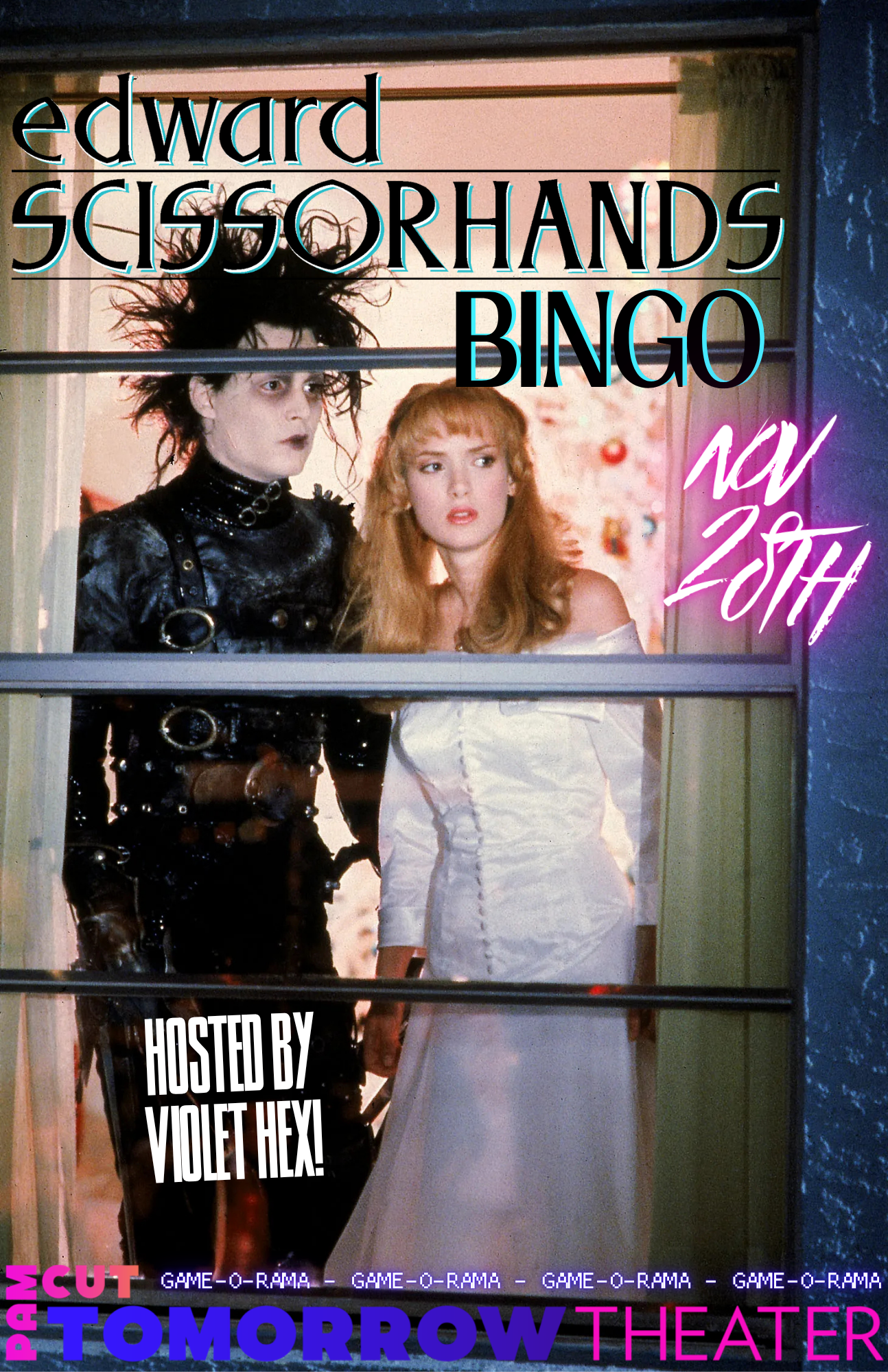 Poster for Edward Scissorhands Movie Bingo w/ Violet Hex