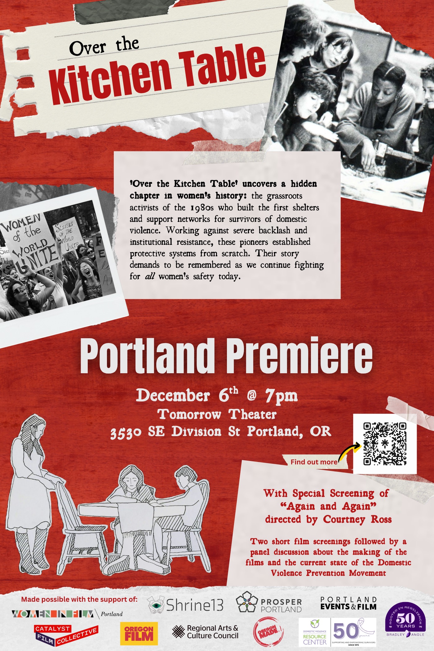 Poster for Over the Kitchen Table Portland Premiere with Again and Again