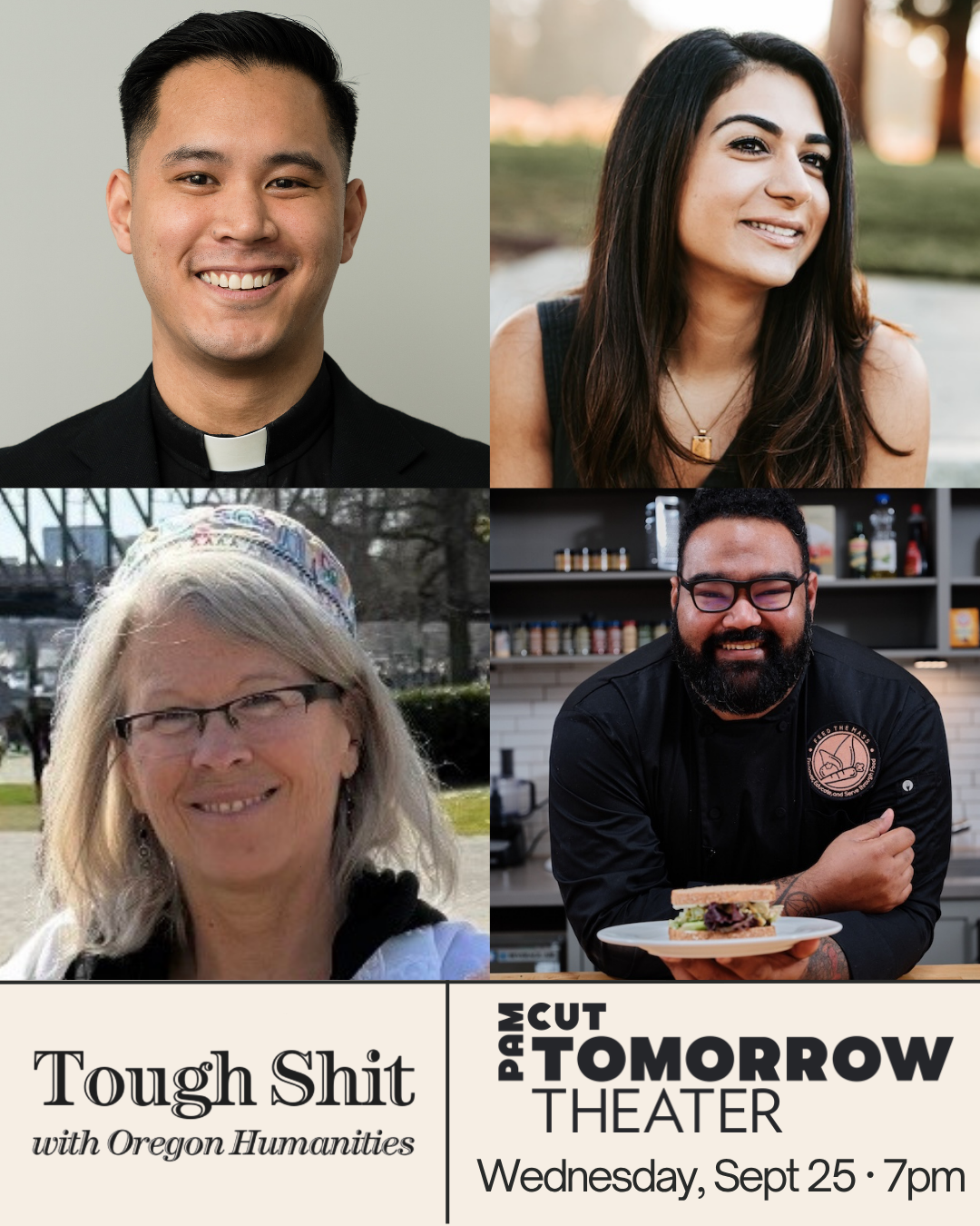 Tough Shit with Oregon Humanities: Naseem Khalili, Rabbi Ariel Stone, Fr. James Antonio, SJ & Jacobsen Valentine poster