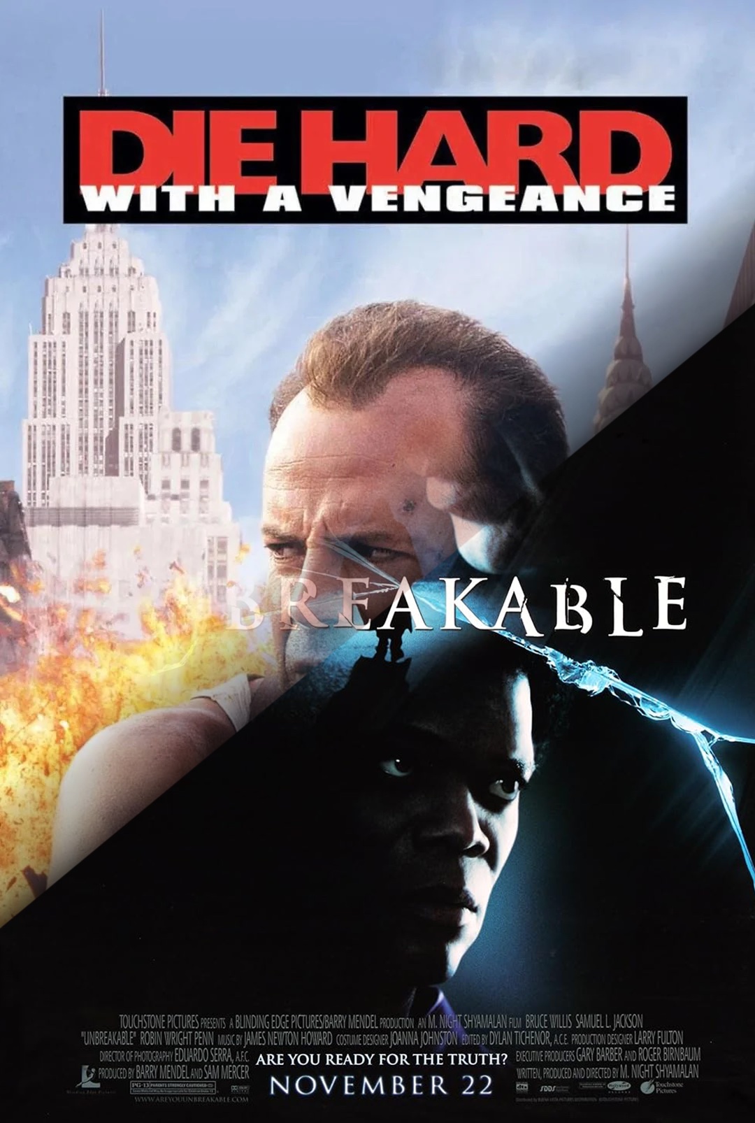 Poster for Die Hard with Vengeance & Unbreakable double feature