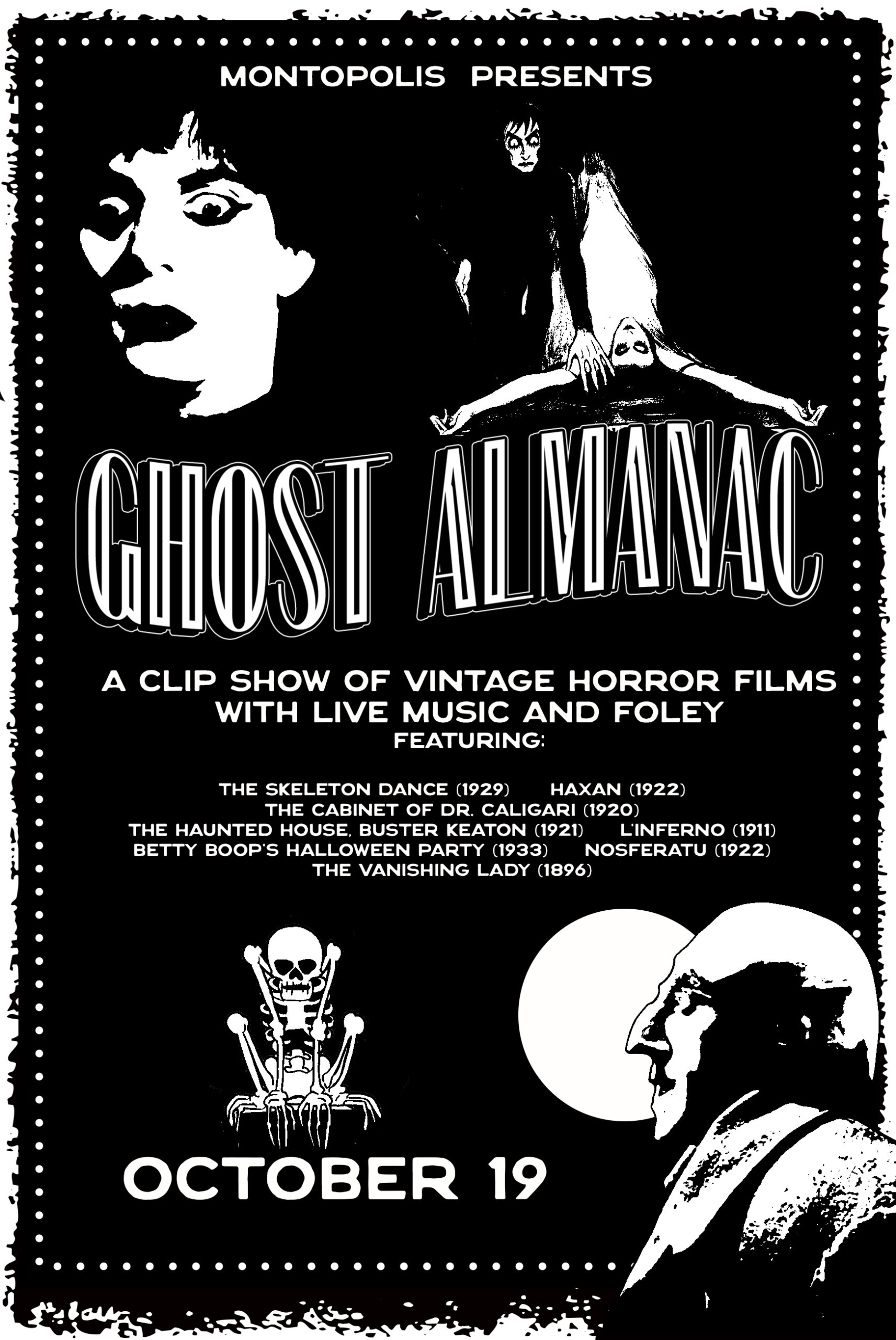 Poster for Ghost Almanac: An Evening Of Classic Horror + Live Music by Montopolis