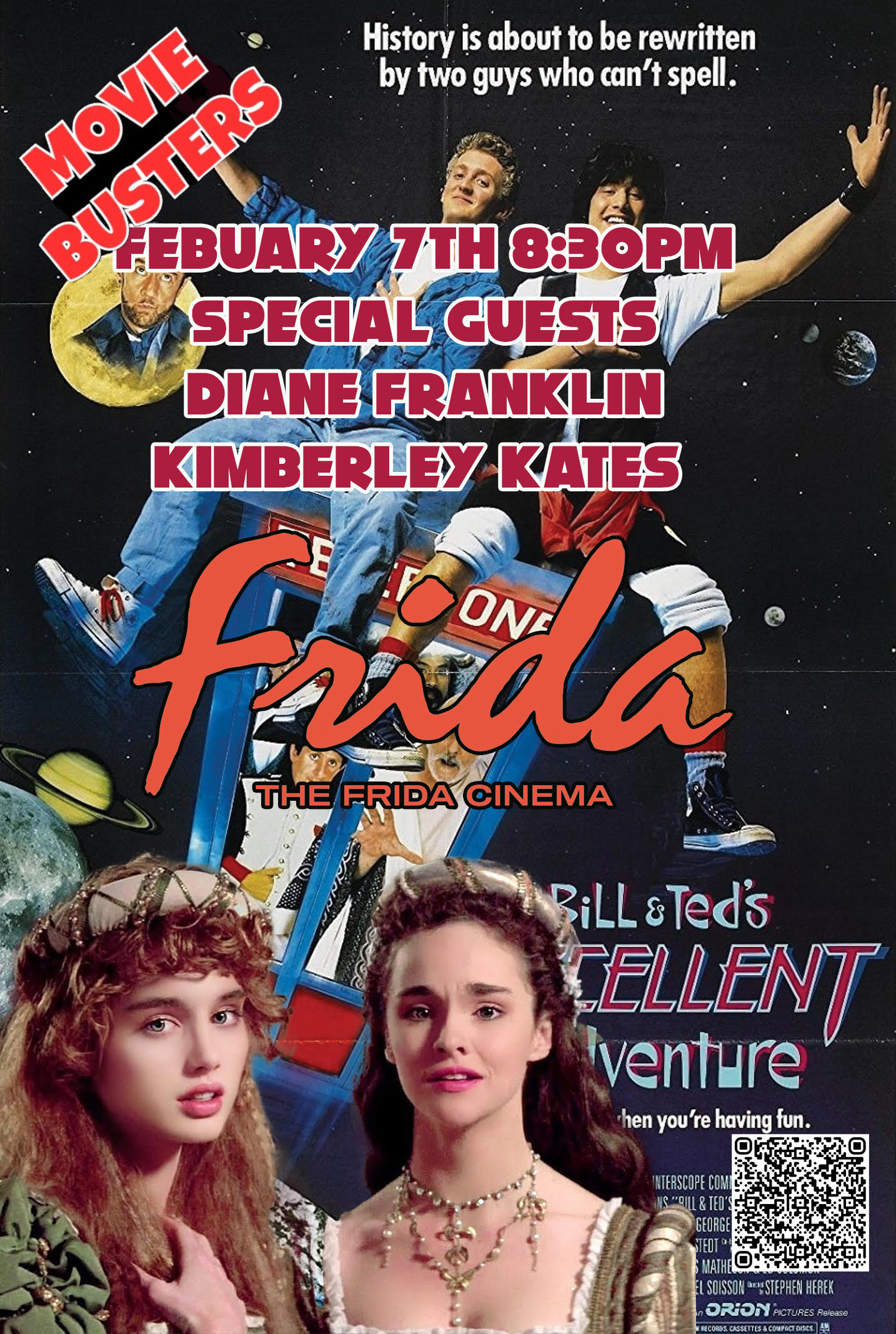 Poster for Bill & Ted’s Excellent Adventure + Q&A w/ Diane Franklin & Kimberly Kates: Presented by Moviebusters