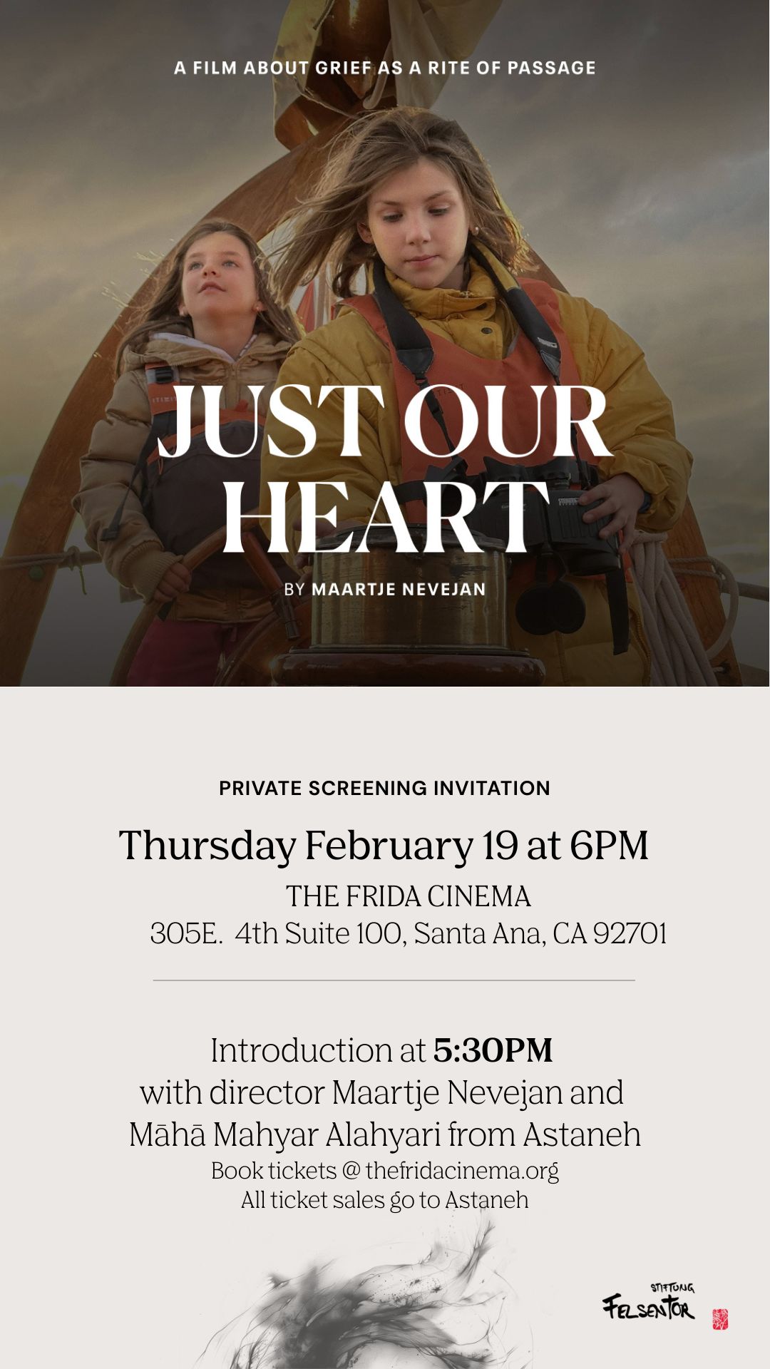Poster for Just Our Heart + Introduction by Maartje Nevejan & Mahyar Alayari