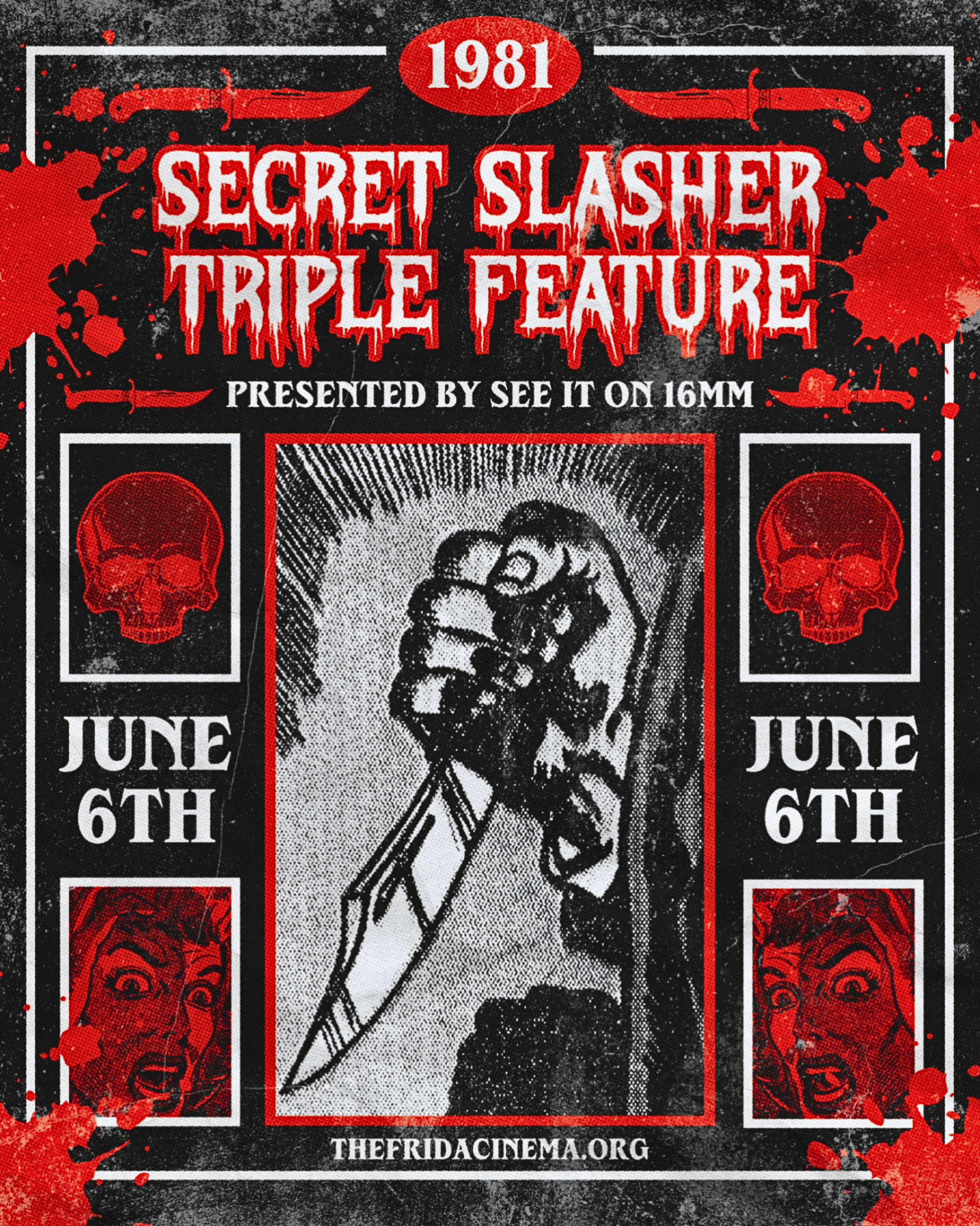 Poster for Secret Slasher Triple Feature: Presented by See It On 16mm