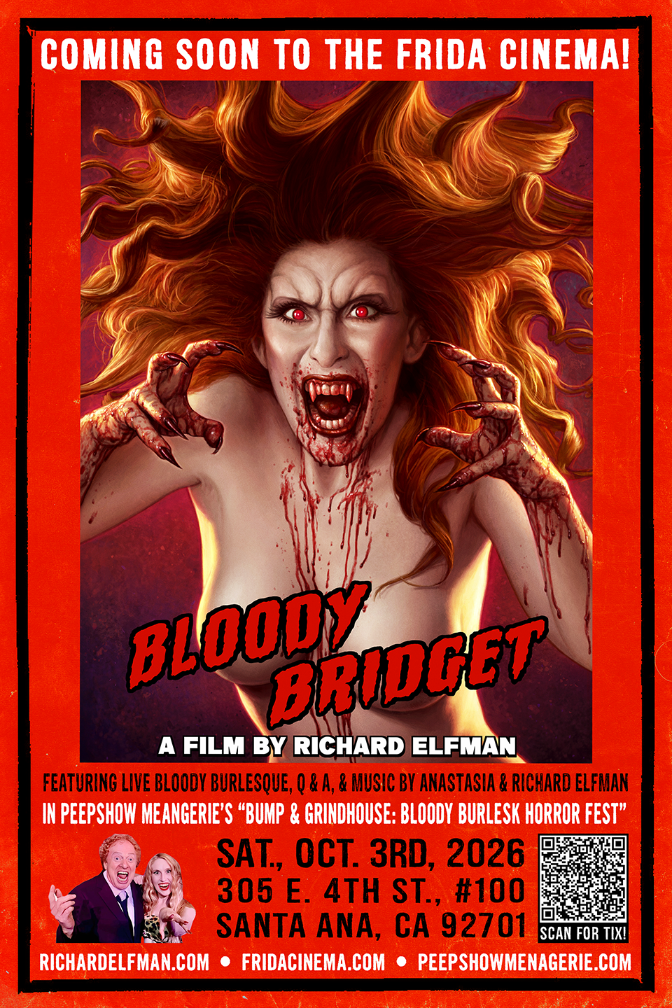 Poster for Peepshow Menagerie’s Bump & Grindhouse: Bloody Burlesque Horror Fest