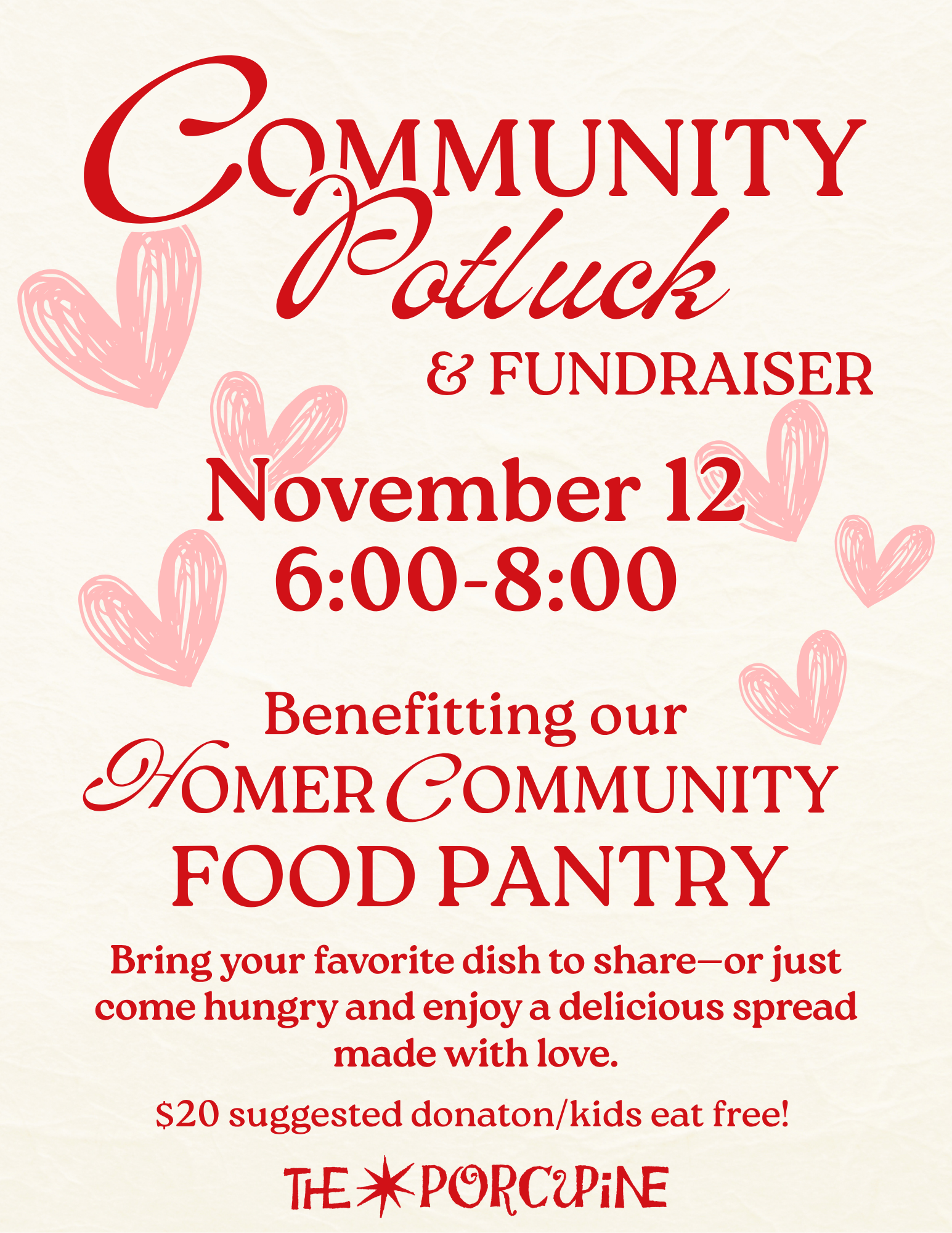 Poster for Community Potluck & Fundraiser