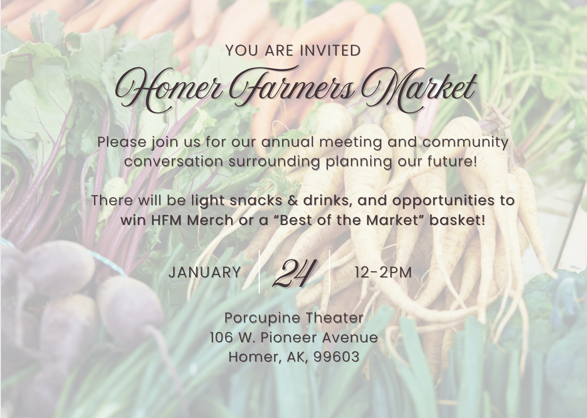 Poster for Homer Farmer’s Market Annual Meeting