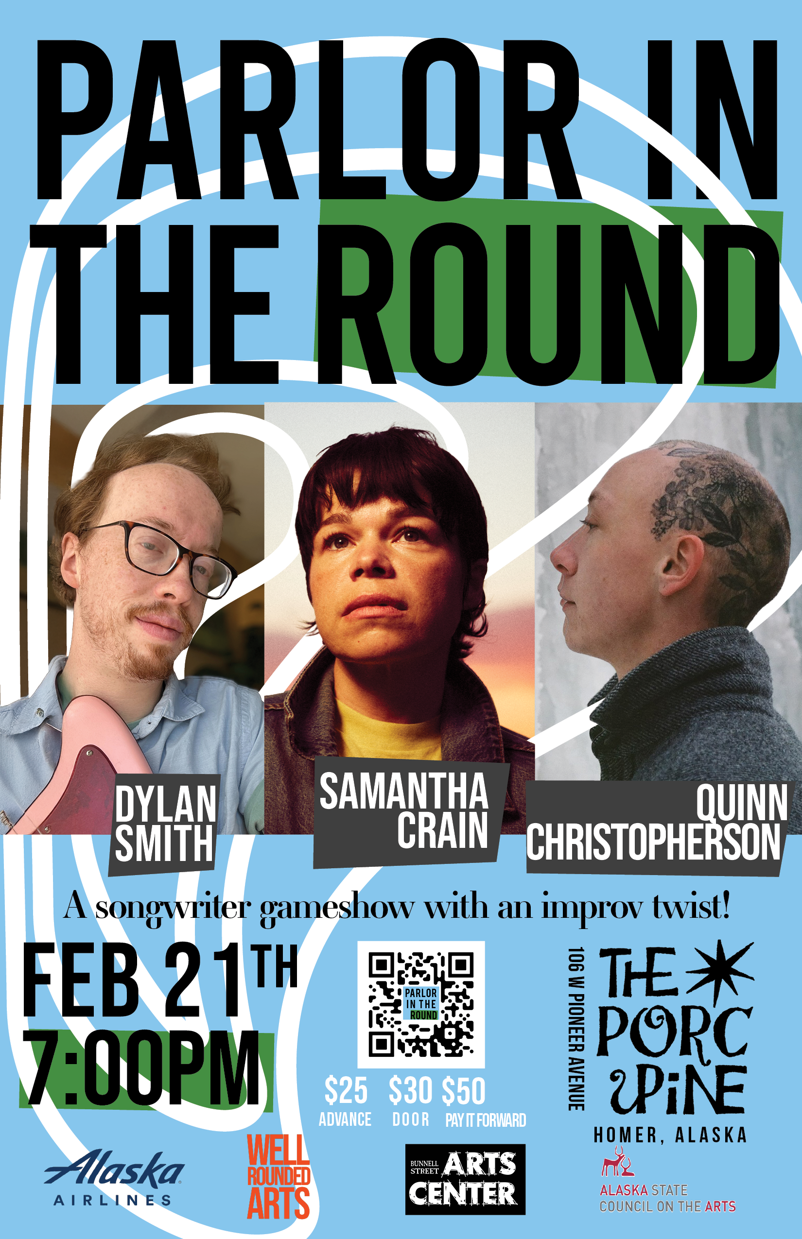 Poster for Parlor in the Round w/ Quinn Christopherson, Samantha Crain & Dylan Smith