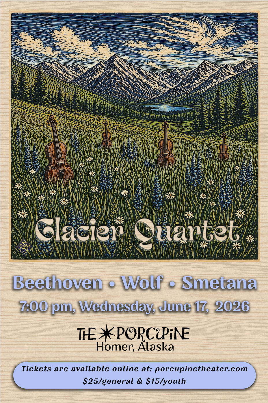 Poster for Glacier Quartet-June Concert