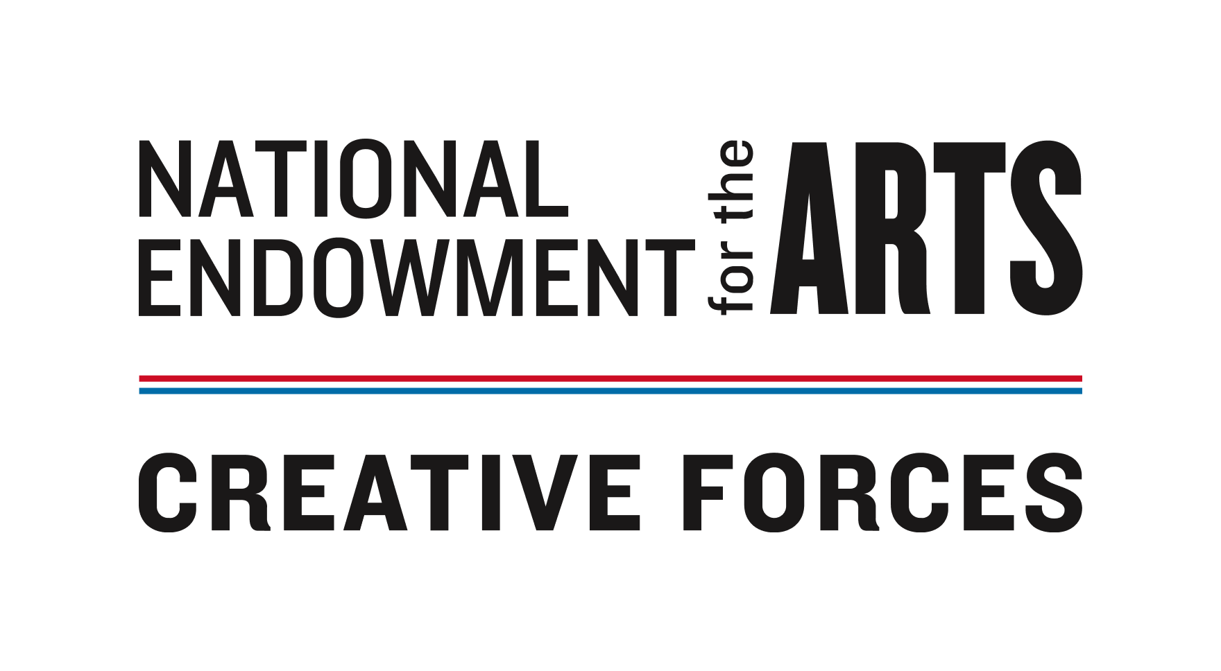 National Endowment for the ARTS reads above a red, white, and blue horizontal stripe. Under that reads: Creative Forces