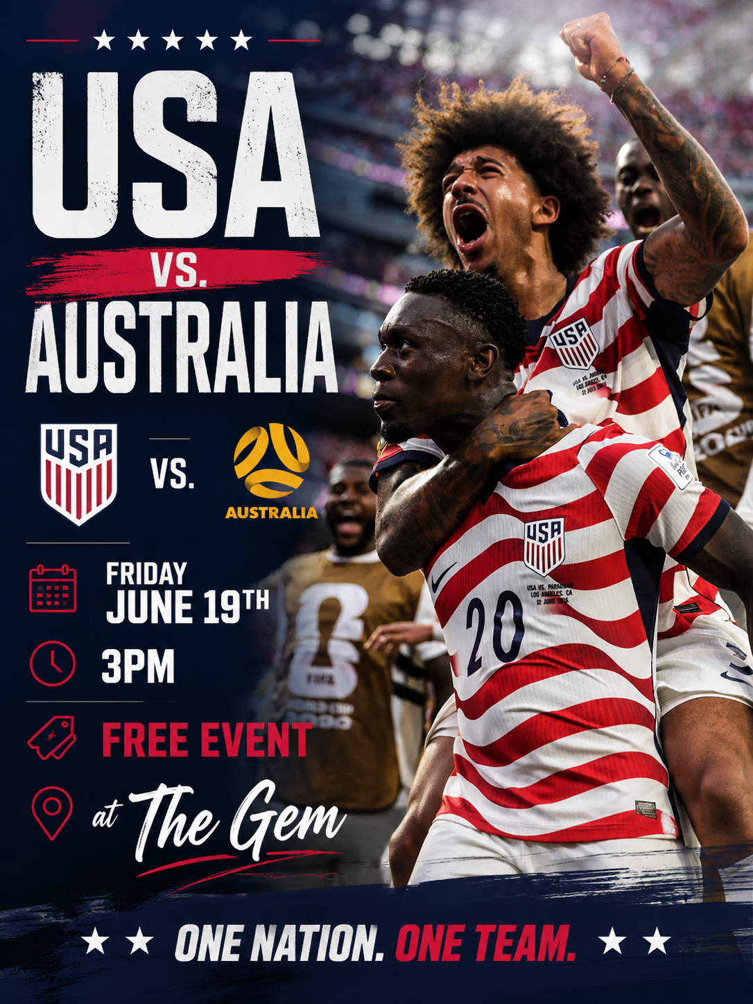 Poster for 2026 FIFA World Cup Soccer: USA v. Australia
