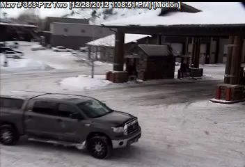Another surveillance image of the truck tied to a U.S. Bank robbery suspect in Jackson Hole, Wyo.