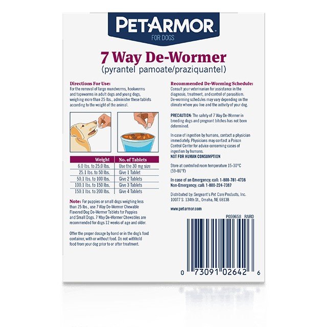 Petarmor 7 way Dewormer 25.1 200 lbs Knisley's Pet & Farm Center
