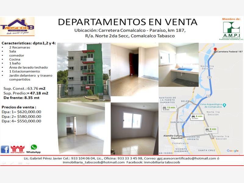Departamento en venta en Norte 2da. Sección, Comalcalco