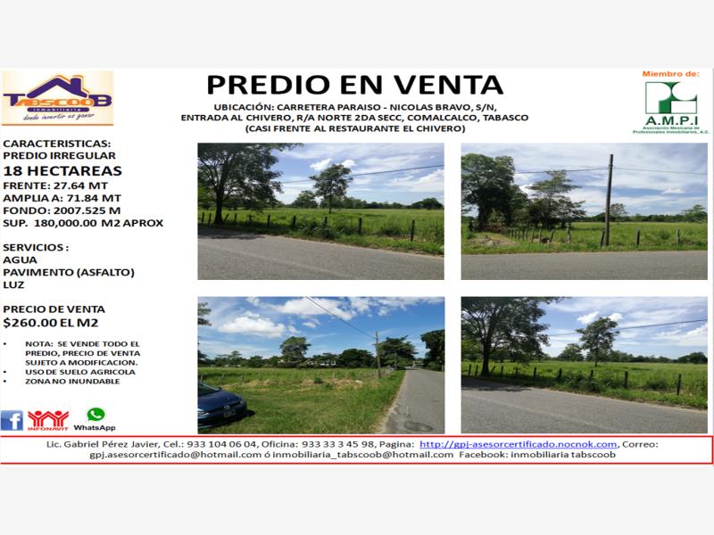 Terreno en venta en Independencia 2da. Sección, Comalcalco — foto 1 de 6