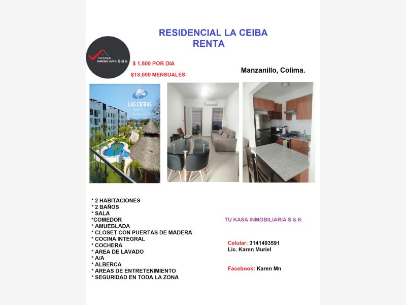 Departamento en renta en Las Ceibas Residencial, Manzanillo — foto 1 de 10