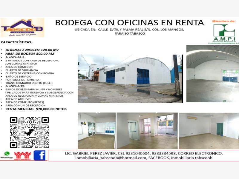 Bodega en renta en Los Mangos, Paraíso — foto 1 de 13