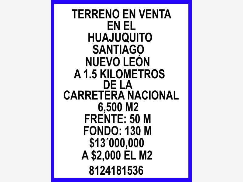 Terreno en venta en Huajuquito o los Cavazos, Santiago — foto 1 de 5