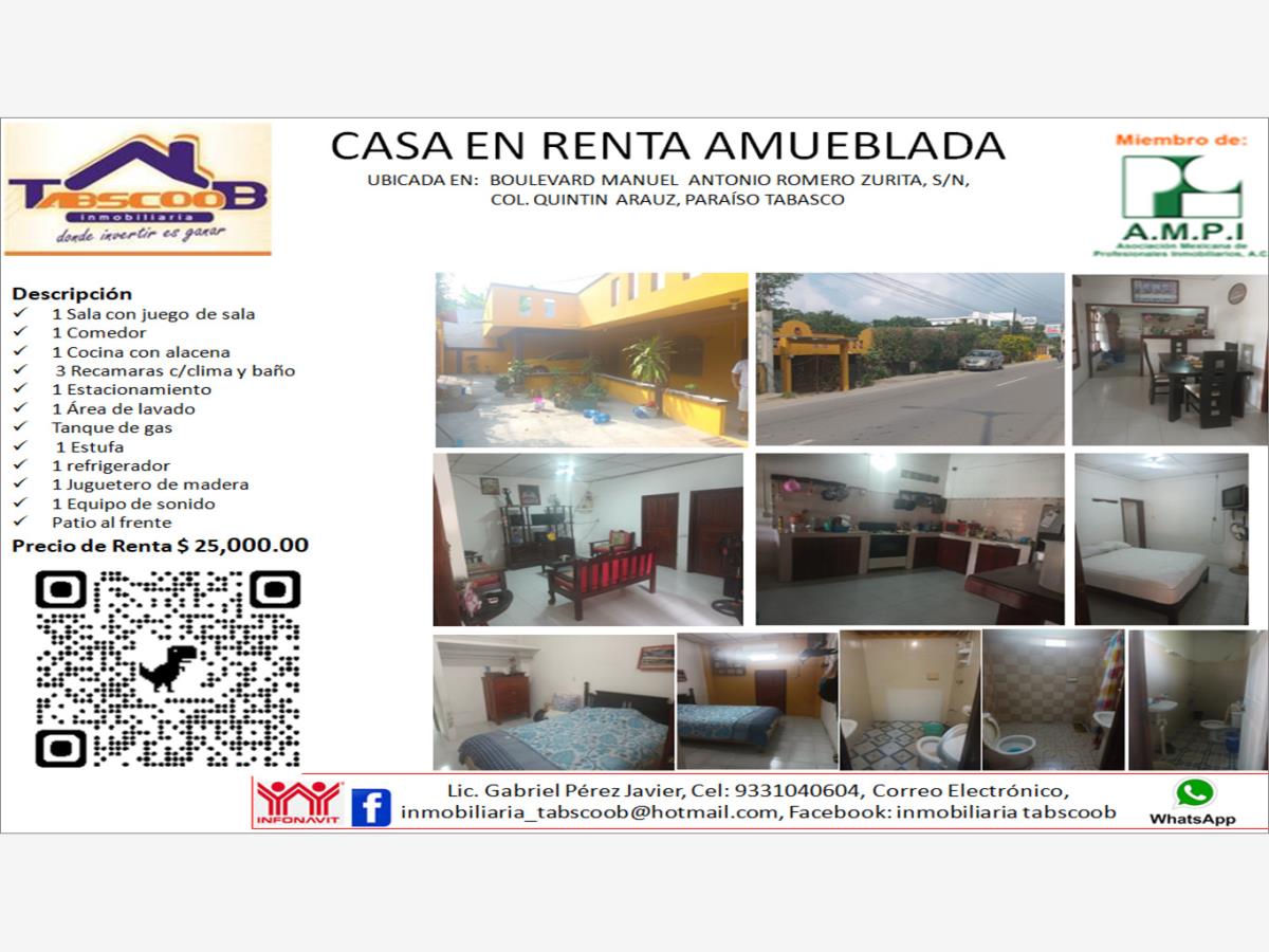 Casa en renta en Quintin Arauz, Paraíso — foto 1 de 12