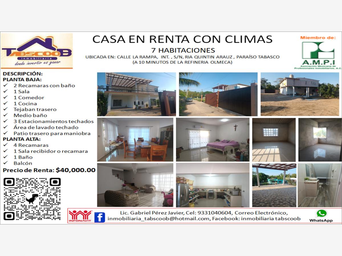 Casa en renta en Quintin Arauz, Paraíso — foto 1 de 17