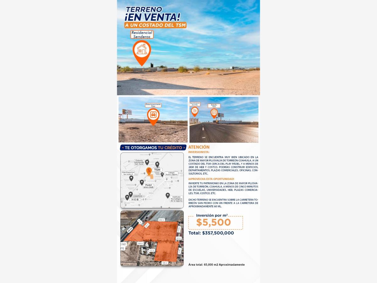 Terreno en Venta en Residencial Senderos, Torreón, Coahuila de Zaragoza