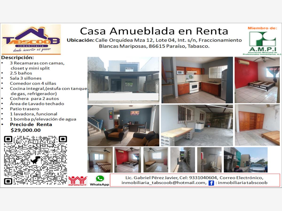 Casa en renta en Blancas Mariposas, Paraíso — foto 1 de 10