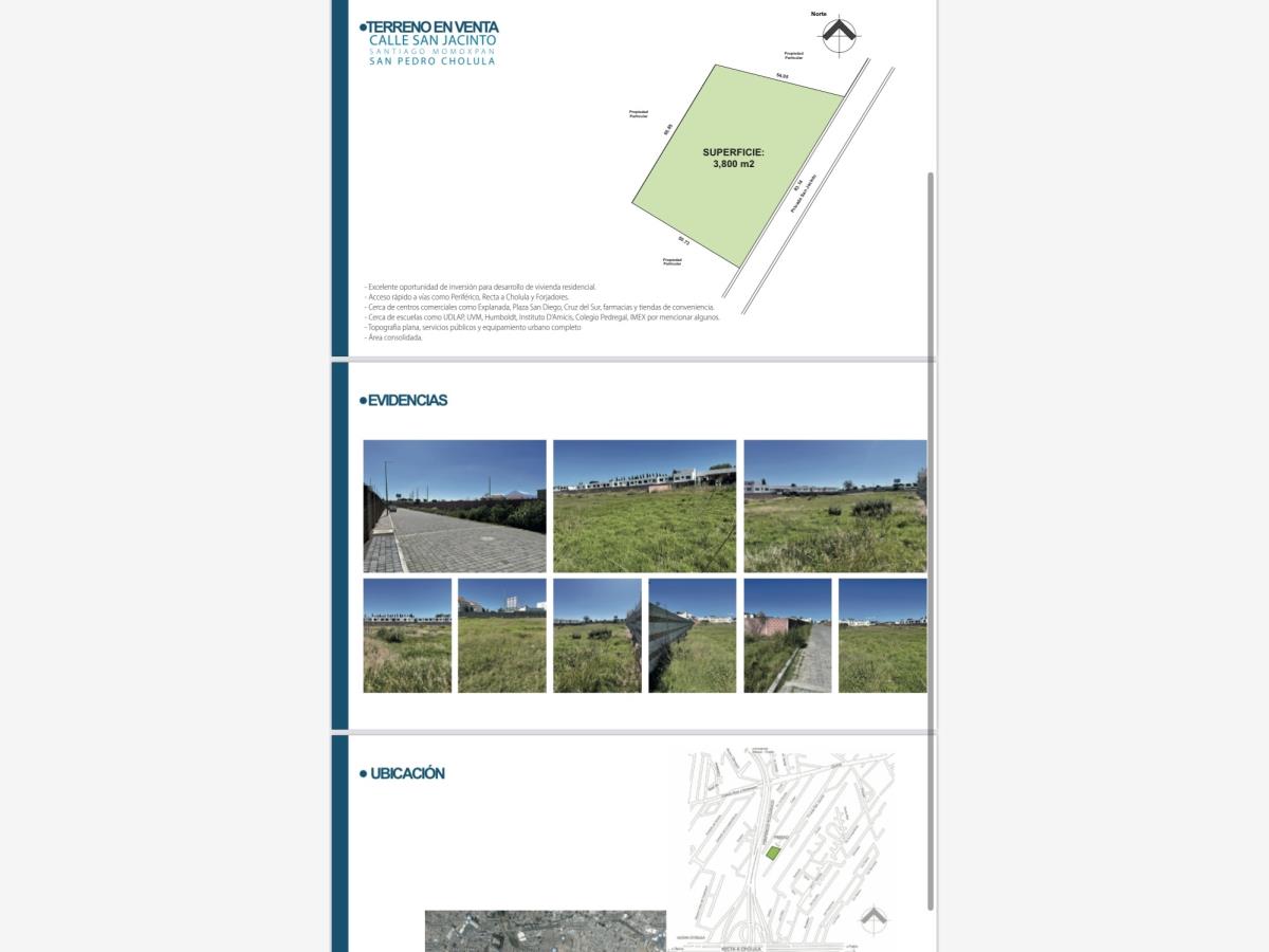 Terreno en venta en Santiago Momoxpan, San Pedro Cholula